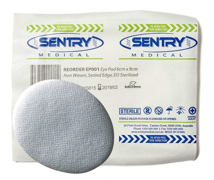 Sentry Medical eye pad for first aid kits and sports injury treatment.