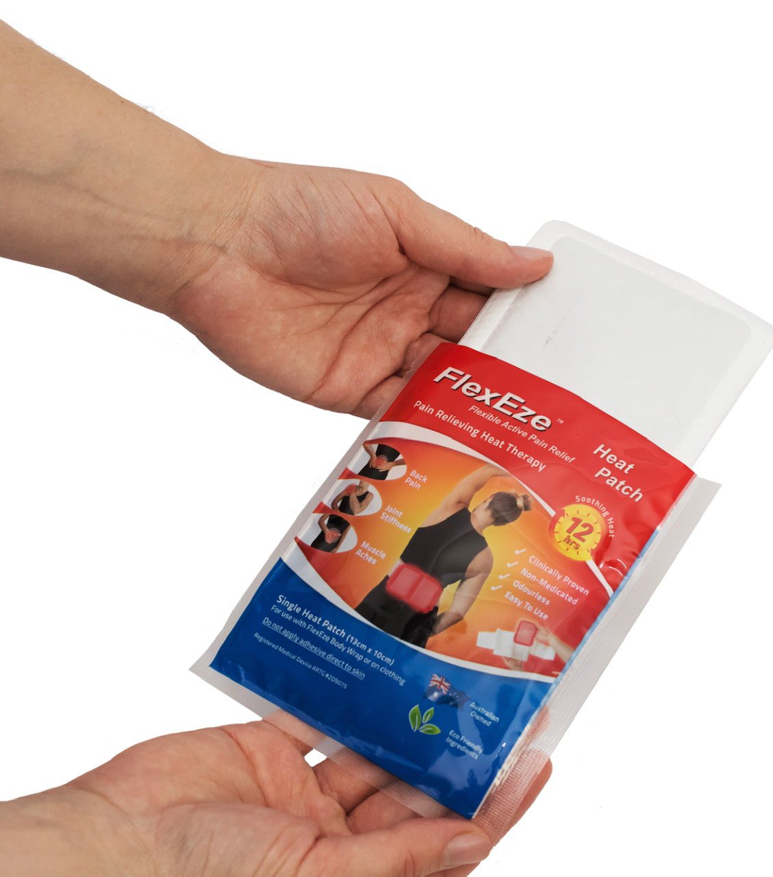 Flexible heat pack for sports injuries and first aid kits, versatile pain relief for athletes.